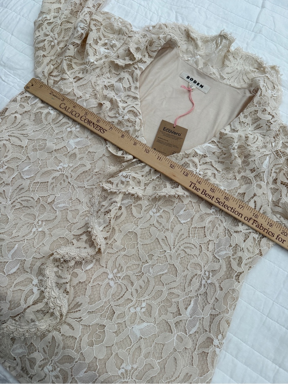 Boden Knit Lace Ruffle Top New with Tags US Size 8 Cream Victorian Romantic - Picture 13 of 13